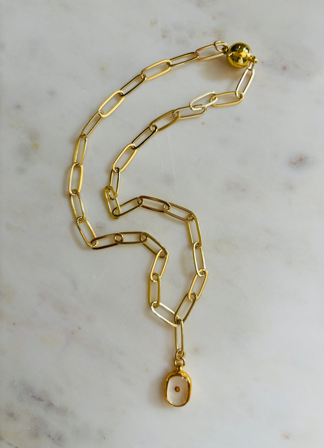 Mustard seed necklace - paperclip chain