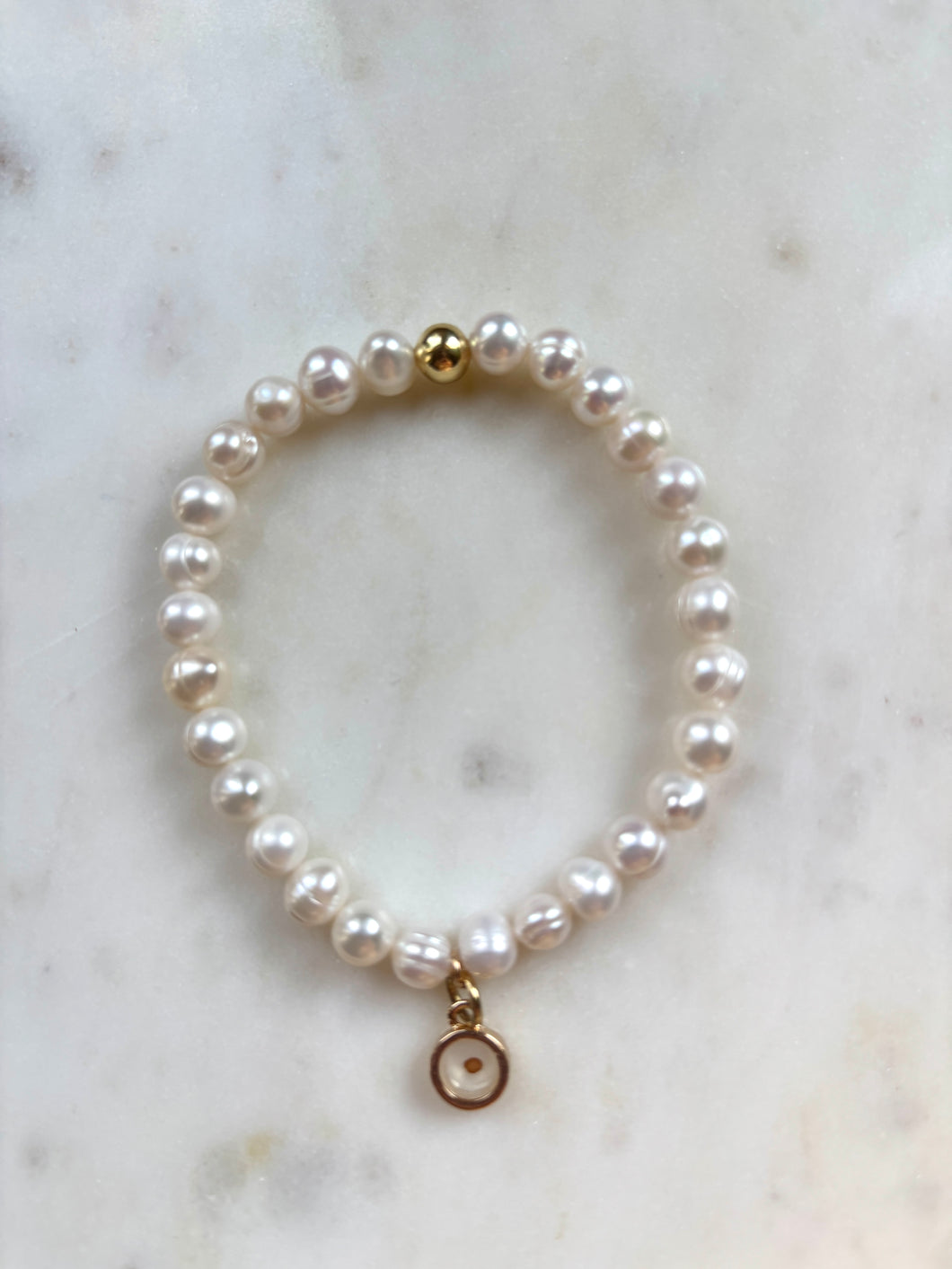 mustard seed charm bracelet - freshwater pearl