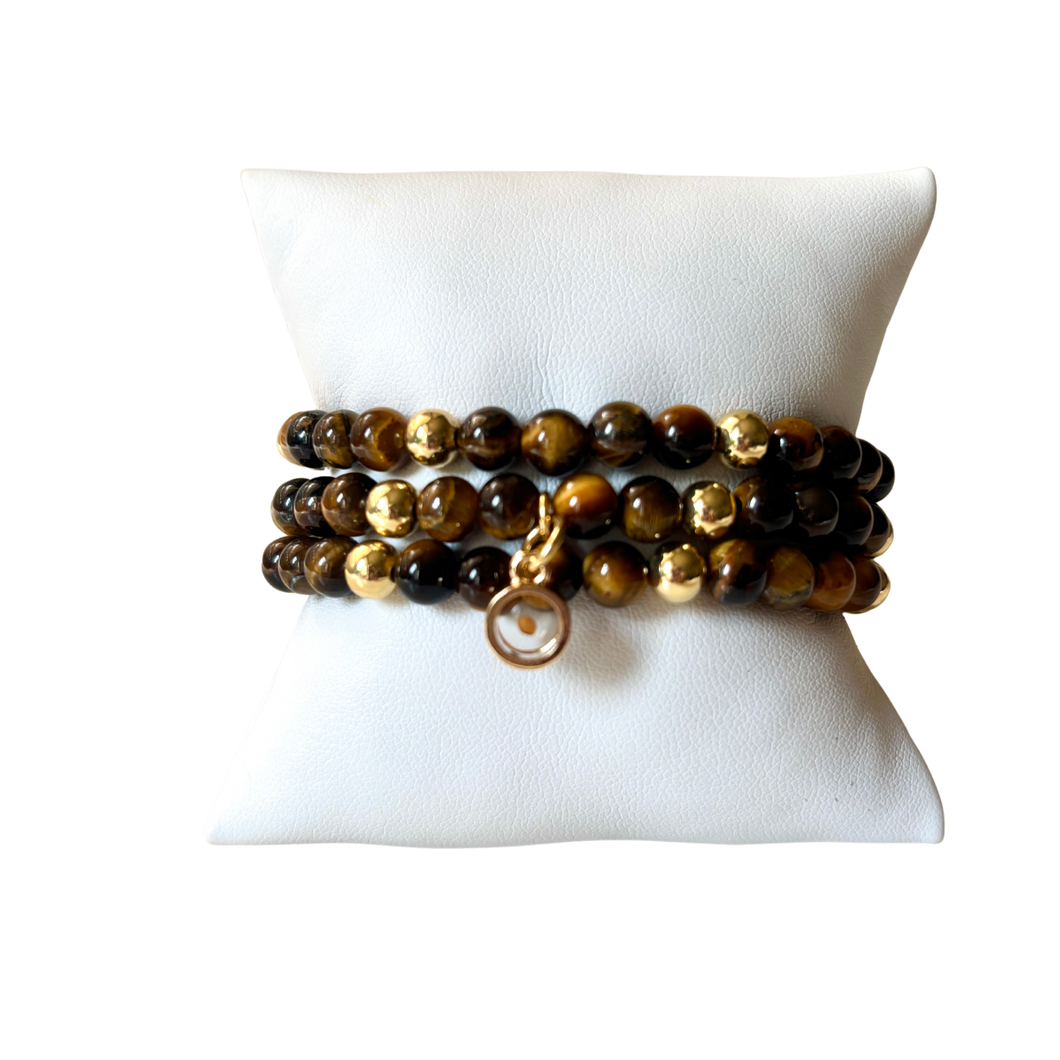 Tiger's eye mustard seed trio set - miniature charm