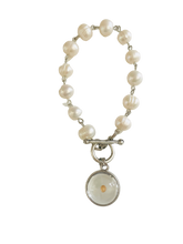 Load image into Gallery viewer, Freshwater Pearl Toggle Bracelet with Vintage Inspired Charm
