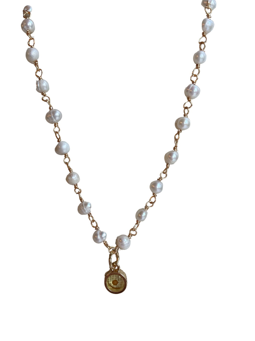Mustard Seed Miniature Charm Necklace - Freshwater Pearl