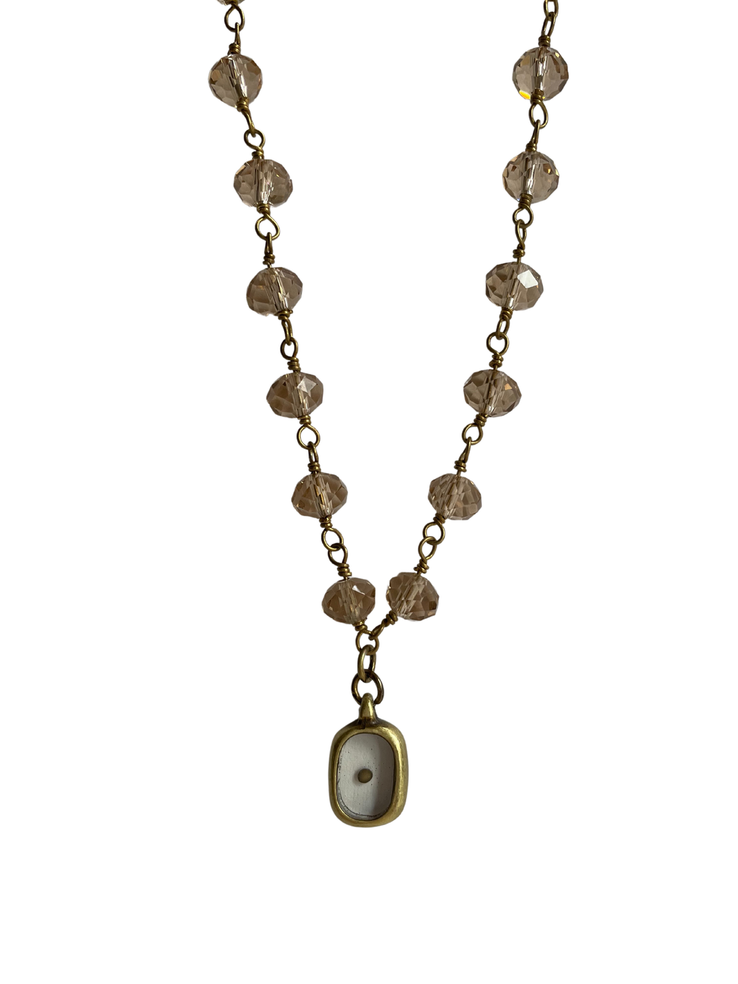 Mustard Seed Charm Necklace - Faceted Champagne Quartz