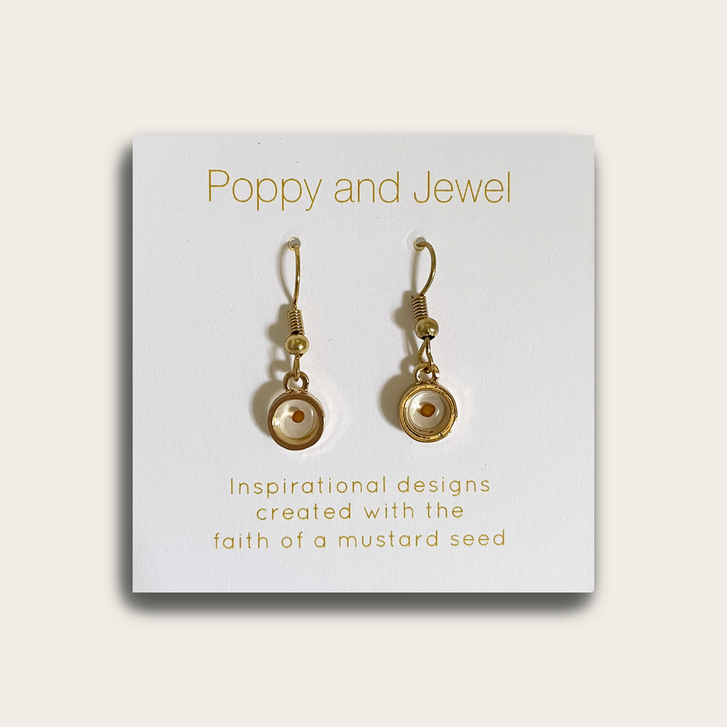 Poppy and Jewel Mustard Seed Charm Earrings