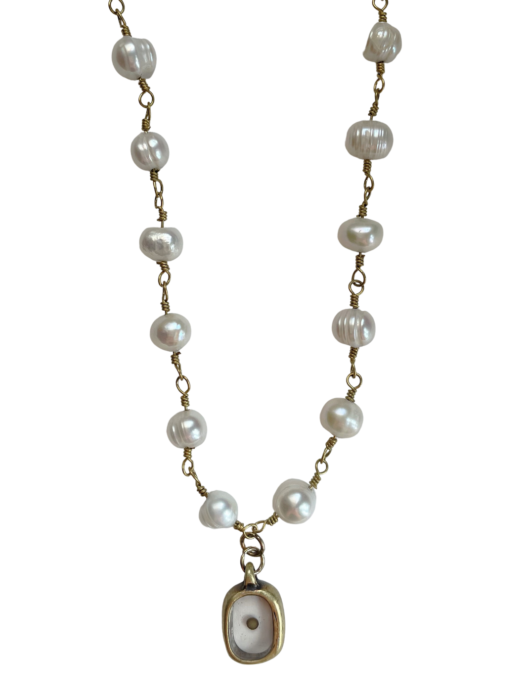 Mustard Seed Charm Necklace - Freshwater Pearl